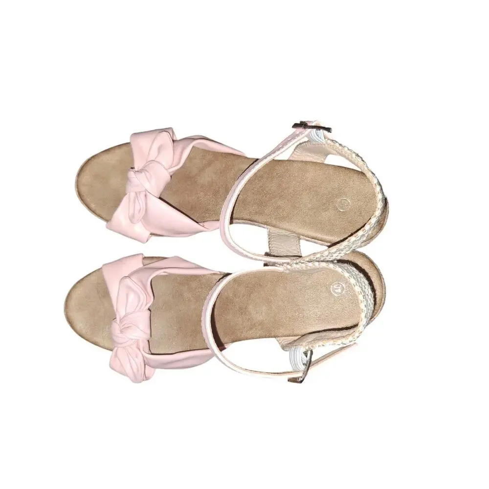 Petal Pink Burlap Wedge Sandal Size 9 Easter Spring 2025 40 - Picture 3 of 8